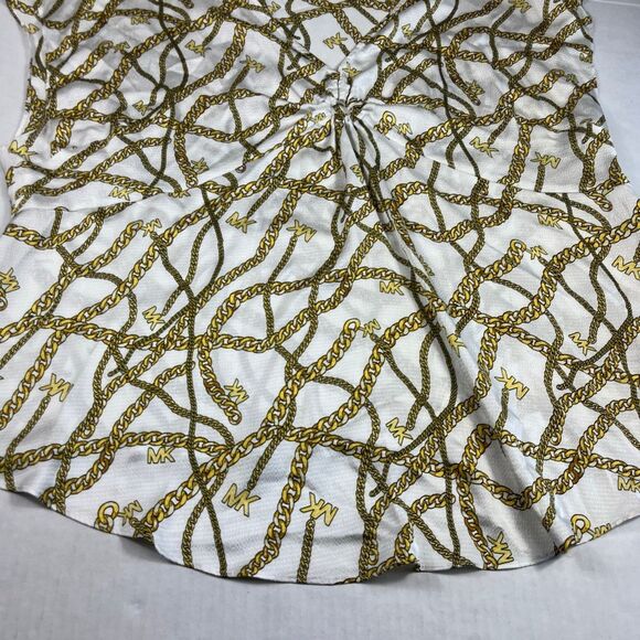 Michael Kors Logo Chain Print Blouse V-Neck Classic Bold Short Sleeve Top 3X - Picture 2 of 10